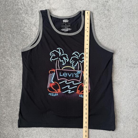 Levis Tank Top Mens XL Black Neon Pelican Palm Tree Graphic Shirt Beach Summer - Picture 5 of 6